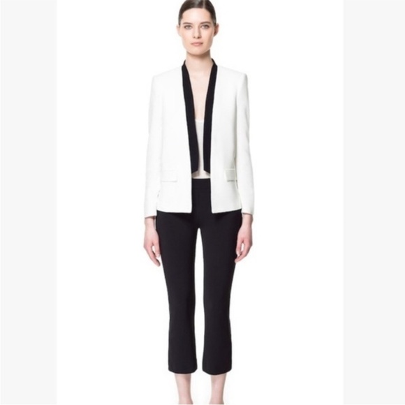 ZARA black & white tuxedo open blazer - Picture 9 of 10
